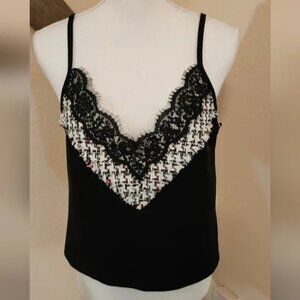 🖤 Zara Black Tweed & Lace Trim Camisole – Women’s Size Medium 🖤